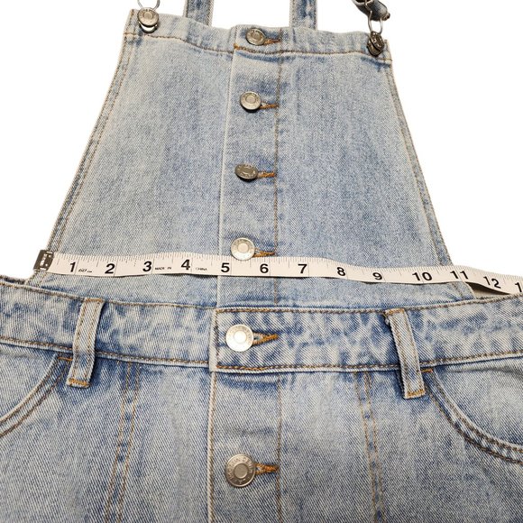 PacSun Blue Denim Overall Mini Skirt Dress Medium Buttons Down - Picture 9 of 11